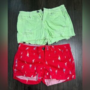 Lot of (2) Juniors Girls Stylish Red and Green Shorts